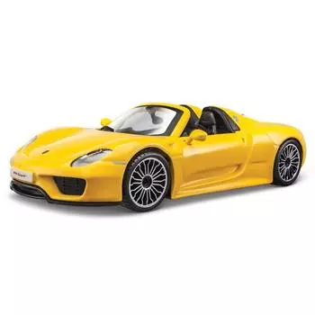 Bburago Машинка металлическая 1:24 Porsche 918 Spyder, жёлтый, 18-21076