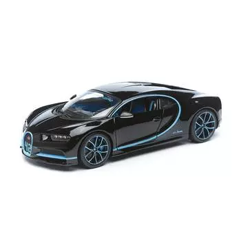 Bburago Машинка металлическая Bugatti Chiron, 1:18, черный/голубой