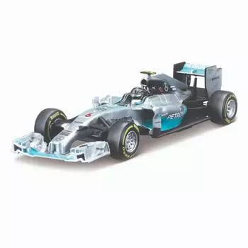 Bburago Машинка металлическая Формула-1 1:32 Mercedes AMG Petronas F1 W05 hybrid, #6 Nico Rosberg, серебристая