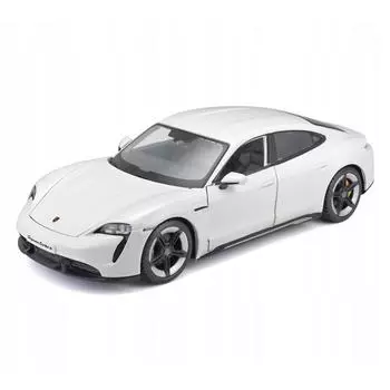 Bburago Машинка металлическая Porsche Taycan Turbo S, 1:24, белая