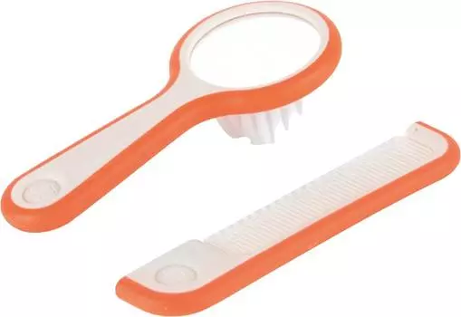 Bebe Confort Щетка с зеркалом и расческа, 0+ мес., цвет коралловый