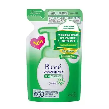 Biore Мусс очищающий для умывания против акне, запасной блок, 130 мл