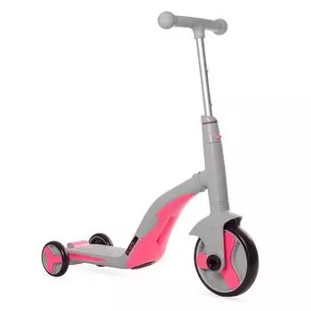 Black Aqua Самокат-беговел FL-868, 3 в 1, серо-розовый