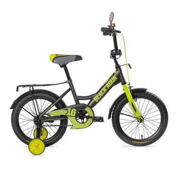 Black Aqua Велосипед двухколёсный "Fishka 12" с ручкой, со светящимися колесами, хаки-лимонный KG1227/2