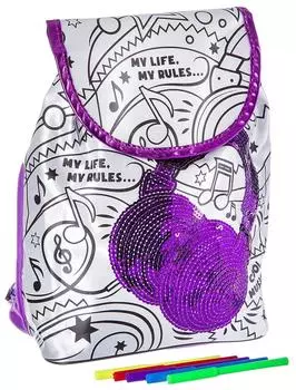 Bondibon "Досуг с Буки - Рюкзак для раскрашивания с пайетками" - набор для творчества