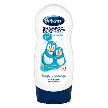 Bubchen Детский шампунь и гель для душа для детей с чувствительной кожей «Ласковый и нежный» 2 в 1, 230 мл.
