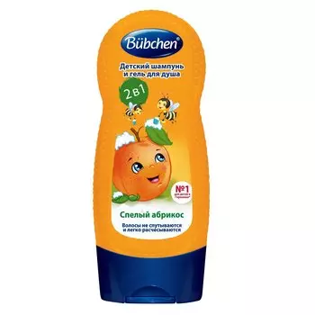 Bubchen Детский шампунь и гель для душа Спелый абрикос 2 в 1, 230 мл.