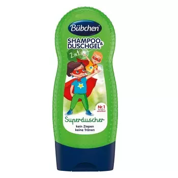 Bubchen Детский шампунь и гель для душа «Супергерой» 2 в 1, 230 мл.