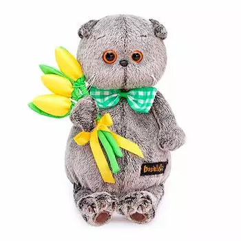 Budi Basa Мягкая игрушка Басик с желтыми тюльпанами, 22 см, Ks22-138
