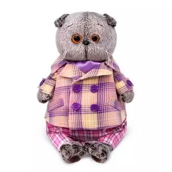 Budi Basa Мягкая игрушка Кот Басик в пиджаке в сиреневую клетку, 25 см