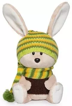 BUDI BASA Мягкая игрушка "Заяц Антоша в шапочке и свитере", 15 см