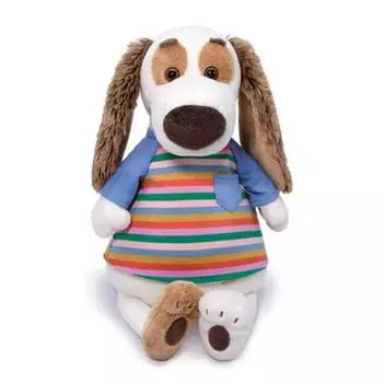 Budi Basa Мягкая игрушка Собака Бартоломей в футболке в полоску, 27 см