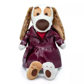 Budi Basa Мягкая игрушка Собака Бартоломей в пальто из экокожи, 27 см