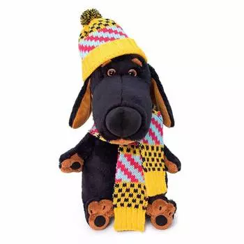 Budi Basa Мягкая игрушка Собака Ваксон в шапке и шарфе, 25 см
