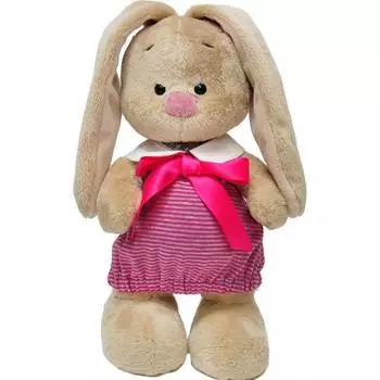 BUDI BASA Мягкая игрушка Зайка Ми в платье в розовую полоску, 25 см