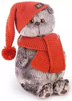 BUDI BASA "Басик в вязаной шапке и шарфе | 25см" - мягкая игрушка