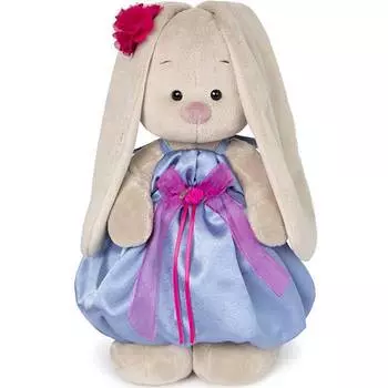 Budi Basa Зайка Ми в синем платье с розовым бантиком, 32 см