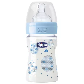 Бутылочка Chicco Well-Being Boy 0+, cиликоновая соска, норм. поток, 150 мл 310205003
