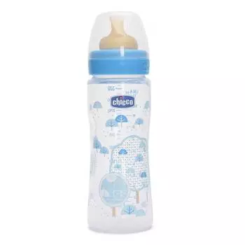 Бутылочка Chicco Well-Being Boy 4 мес.+, латексная соска, РР, 330 мл 310205115