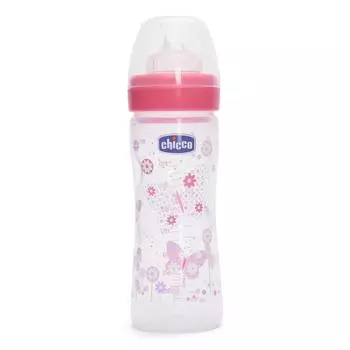 Бутылочка Chicco Well-Being Girl 2 мес.+, силиконовая соска, средний поток, РР, 250 мл 310205120
