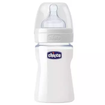 Бутылочка Chicco Well-Being Glass с силиконовой соской, стекло, с 0 мес, 150 мл