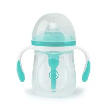 Бутылочка HAPPY BABY Бутылочка антиколиковая 0+ мес. с ручками и силиконовой соской, 180 мл.