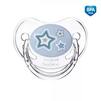 Canpol born baby Пустышка анатомическая силиконовая, 0-6 месяцев, цвет голубой, 22/565