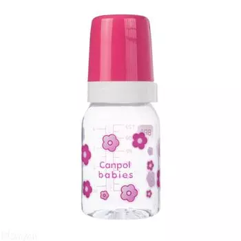 Canpol Бутылочка тритановая (BPA 0%) с силиконовой соской, 120 мл., 3+ мес., 11/820 prz, розовая