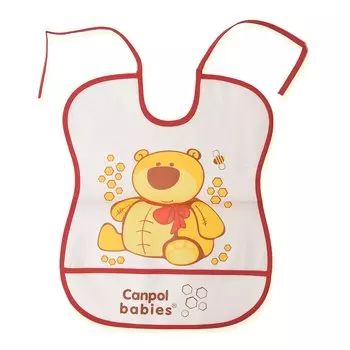 Canpol Нагрудник пластиковый мягкий арт. 2/919 цвет красный, рисунок мишка