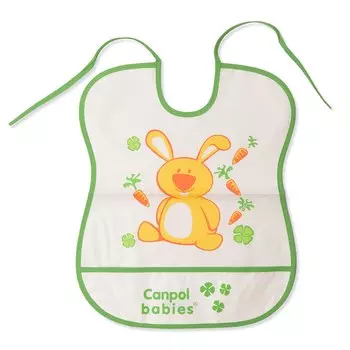 Canpol Нагрудник пластиковый мягкий арт. 2/919 цвет зеленый, рисунок зайка