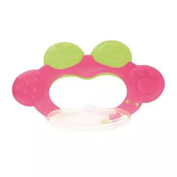 Canpol Погремушка с эластичными прорезывателем "Лягушка", 74/001, 0+ мес., розовая