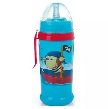 Canpol Поильник-непроливайка спортивный с трубочкой и крышкой, 350 мл, 12+ мес., 56/510, синий