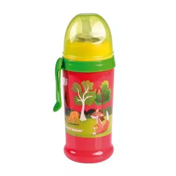 Canpol Поильник-непроливайка спортивный с трубочкой и крышкой, 350 мл, 12 мес., 56/510, красный