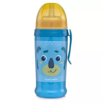 Canpol Поильник-непроливайка спортивный с трубочкой и крышкой, 350 мл, 12+ мес., 56/510, бирюзовый с коалой