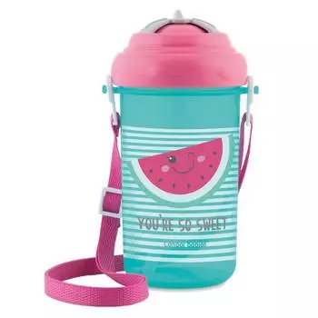 Canpol Поильник спортивный с крышкой и трубочкой, 400 мл, 12+, 4/102, розовый