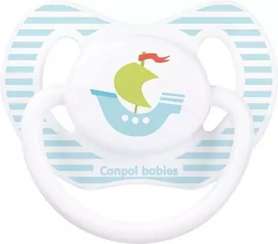 Canpol Пустышка анатомическая Summertime силиконовая, 0-6 месяцев, рисунок Кораблик, 23/466