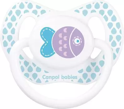 Canpol Пустышка анатомическая Summertime силиконовая, 6-18 месяцев, рисунок Рыбка, 23/467