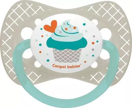 Canpol Пустышка Cupcake симметричная, силиконовая, 6-18 месяцев, цвет серый, 23/283