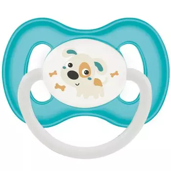 Canpol Пустышка круглая Bunny &amp; company латексная, 6-18 месяцев, цвет бирюзовый, рисунок собачка, 23/278