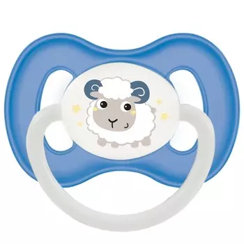 Canpol Пустышка круглая Bunny &amp; company латексная, 6-18 месяцев, цвет голубой, рисунок овечка, 23/278