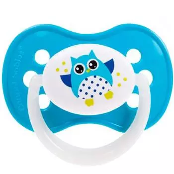 Canpol Пустышка Owl симметричная, силиконовая, 0-6 месяцев, цвет голубой, 22/568