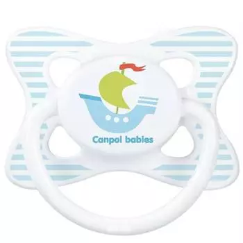Canpol Пустышка Summertime симметричная, силиконовая, 6-18 месяцев, рисунок Кораблик, 23/461