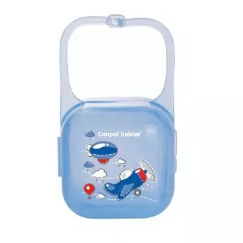 Canpol "Machines" Контейнер для пустышки, цвет синий, рисунок самолетик, 2/931