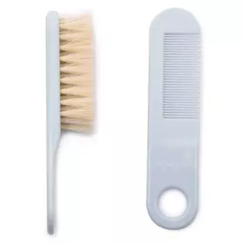 Canpol Щетка натуральная мягкая с гребнем, 0+ мес., цвет серый