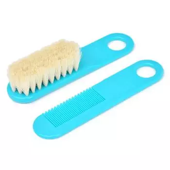 Canpol Щетка натуральная мягкая с гребнем, 0+ мес., цвет голубой