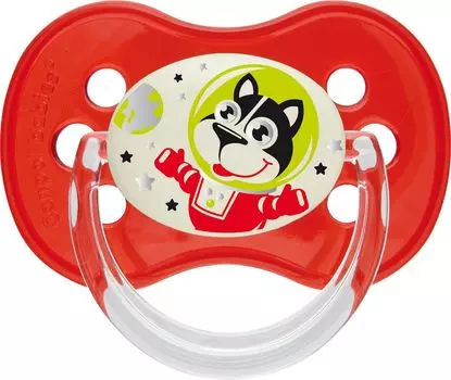 Canpol Space Mission Пустышка симметричная, силиконовая, 18+ месяцев, цвет красный, 22/576