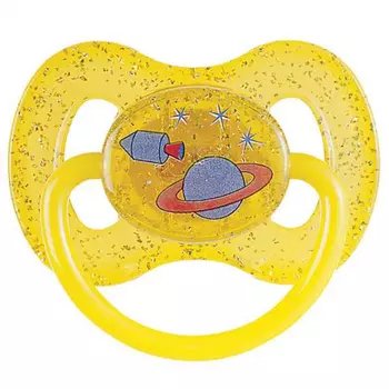 Canpol Space Пустышка круглая латексная, 0-6 месяцев, цвет желтый, 23/221