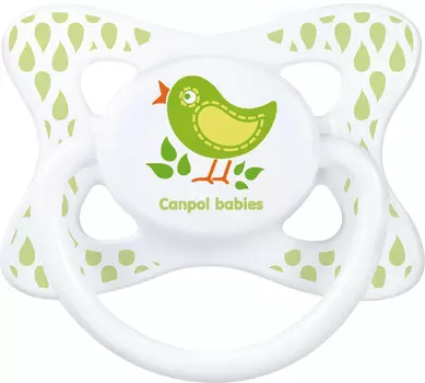 Canpol Summertime Пустышка круглая латексная, 0-6 месяцев, рисунок Птичка, 23/463