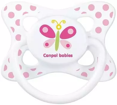 Canpol Summertime Пустышка симметричная, силиконовая, 0-6 месяцев, рисунок Бабочка, 23/460