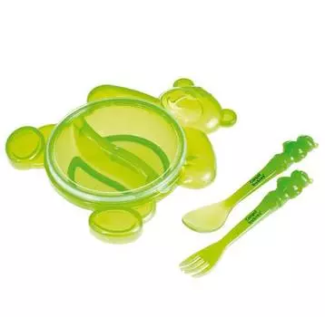 Canpol Тарелка с крышкой, вилкой и ложкой Медвежонок, 2/422, 6+ мес., зеленая